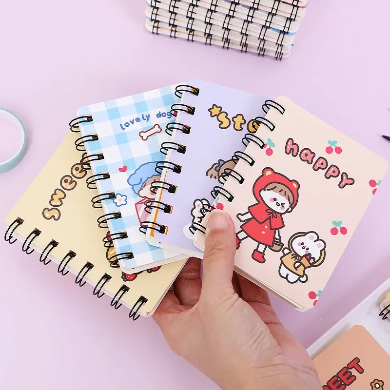 A7 Cute Rollover Mini Portable Coil Notepad Pockets Notebook Diary Exercise Book School Office Supply Office Accessories