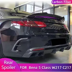 Full Carbon Fiber Rear Trunk Spoiler Wings for Mercedes Benz S Class W217 C217 S63 Coupe 2015-2020 Car Rear Spoiler Wing Lip