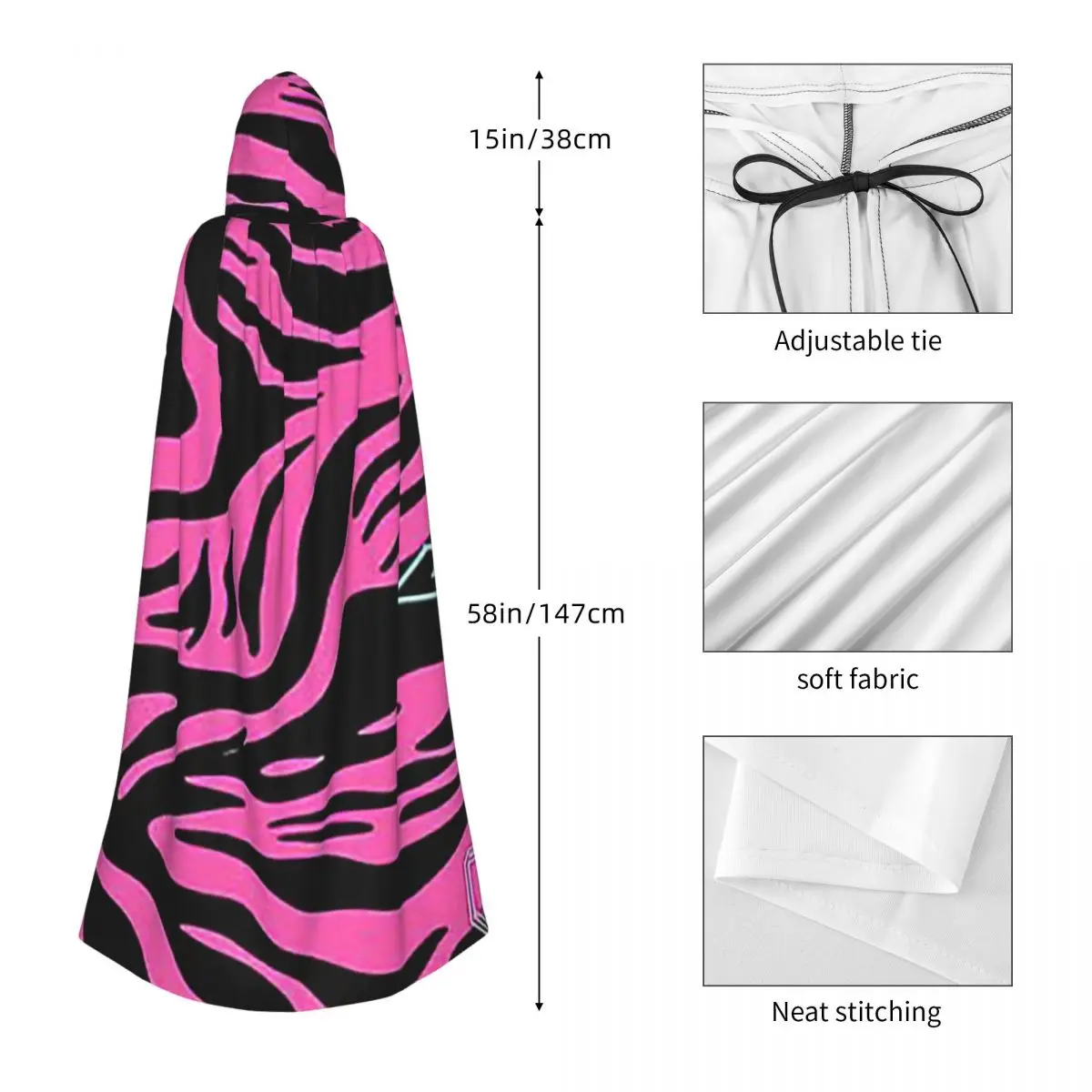 ストライプ迷彩フュージョン迷彩タイガーストライプロングフード付きマント魔女コスチュームコスプレケープハロウィンヴァンパイア大人ユニセックス