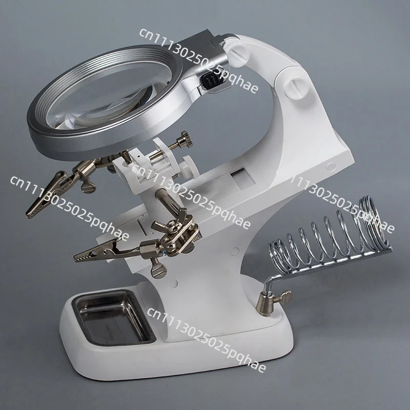 Ring LED Lamp Bracket with 3/4.5 Times Magnification, Adjustable Maintenance Work Light for Welding & Circuit Board Repair