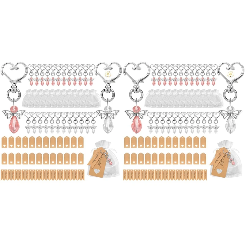 48PCS Angel Keychains, Guardian Angel Pendants With Organza Bags And Thank You Tag For Wedding Party Return Gifts Favors