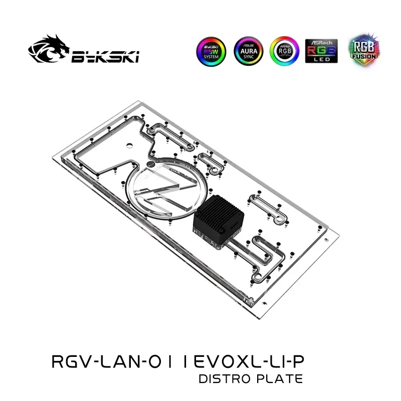 Bykski RGV-LAN-O11EVOXL-LI-P Case Distro Plate For Lian Li O11 EVO XL Waterway Board, 5V ARGB AURA SYNC