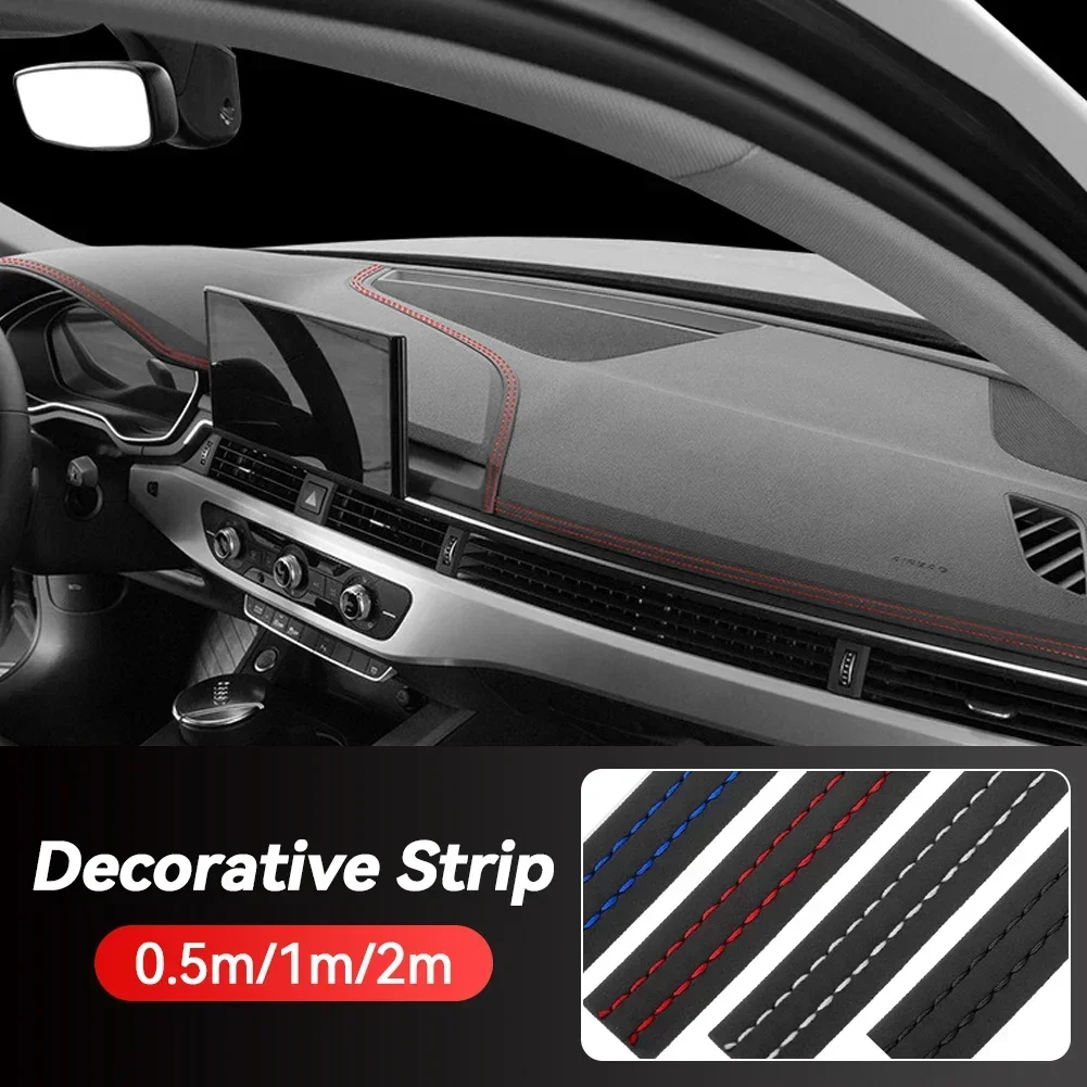 Car PU Leather Decoration Line Self-adhesive Moulding Trim Dashboard Decorative Line DIY Braid Strip Car Interior Accessories