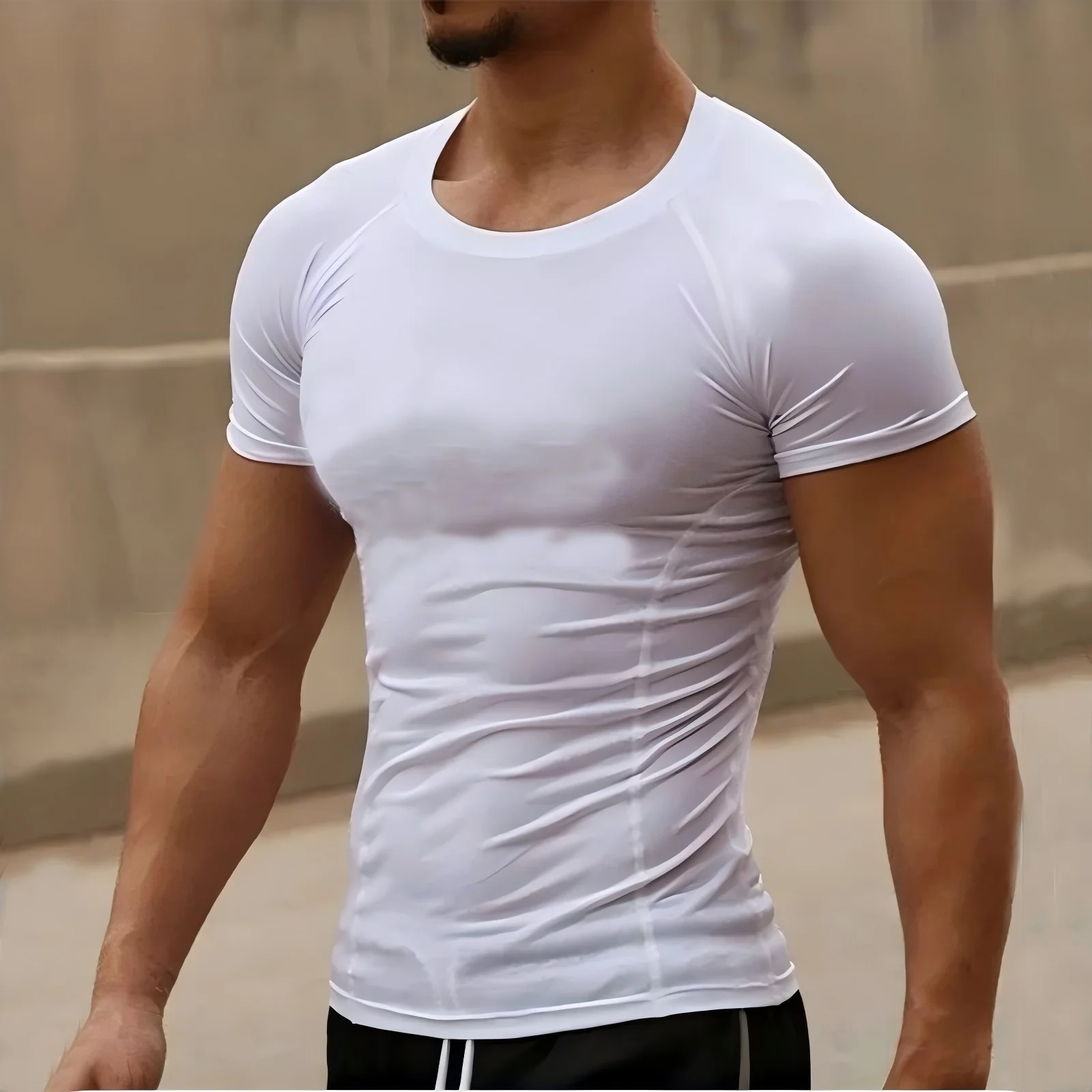 Men‘s Compression Running T-shirt Fitness Tight shirt Sleeve Sport Shirts Training Jogging Tops Gym Sportswear Dry Fit Rashgard image 5