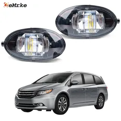 Upgrade LED Fog Lights Assembly for Honda Odyssey North America 2014-2017 Car PTF DRL with Clear Lens Daytime Running Light