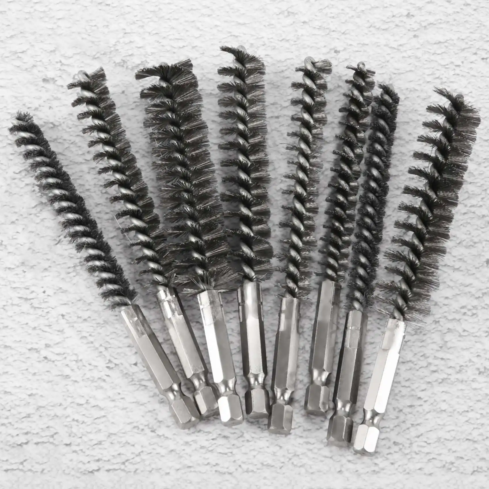 

8 шт., набор сверл с проволочной щеткой и шестигранным хвостовиком 1/4 дюйма, скручивающая стальная проволока, подходит для сверления перкуссии-BEAU