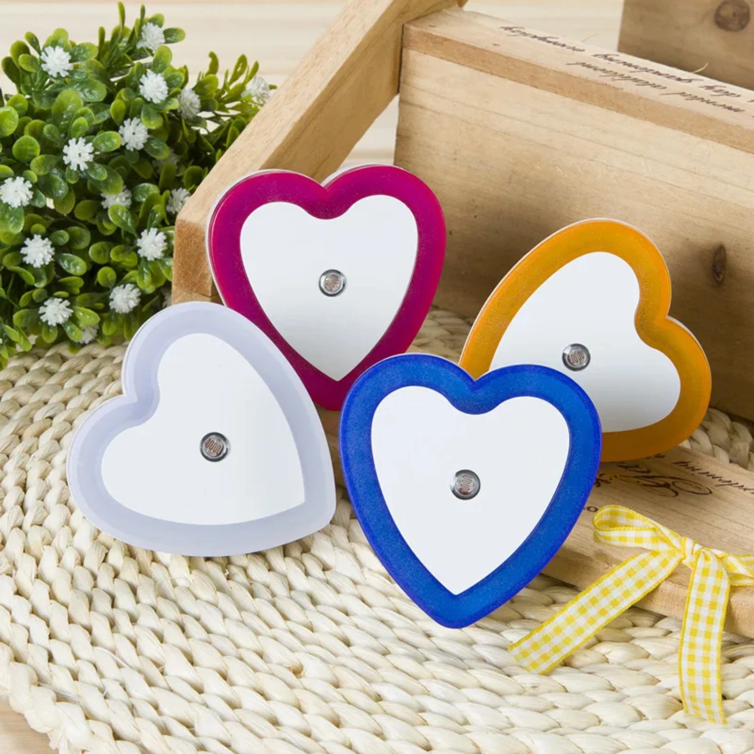 LED Mini Night Light EU/ Plug Light Sensor Heart Shape Nights Lamp  Kid's Room Bedroom Bedside Aisle Corridor 110V 240V