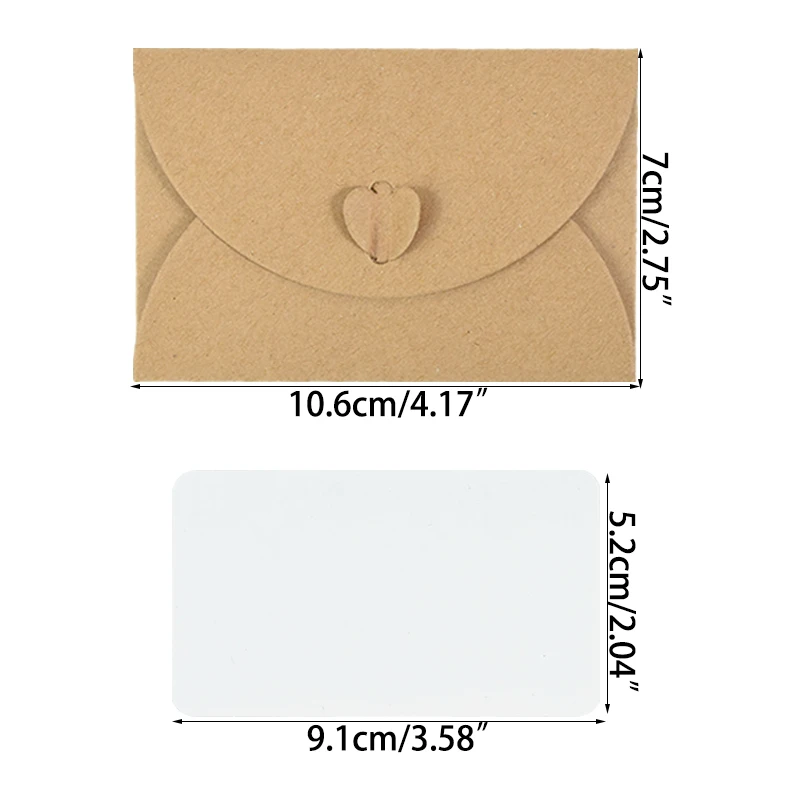 10PCS Kraft Paper Envelope 3D Love Button Invitation Greeting Card Valentine\'s Day Gift Letter Wedding Party Invitation Cards