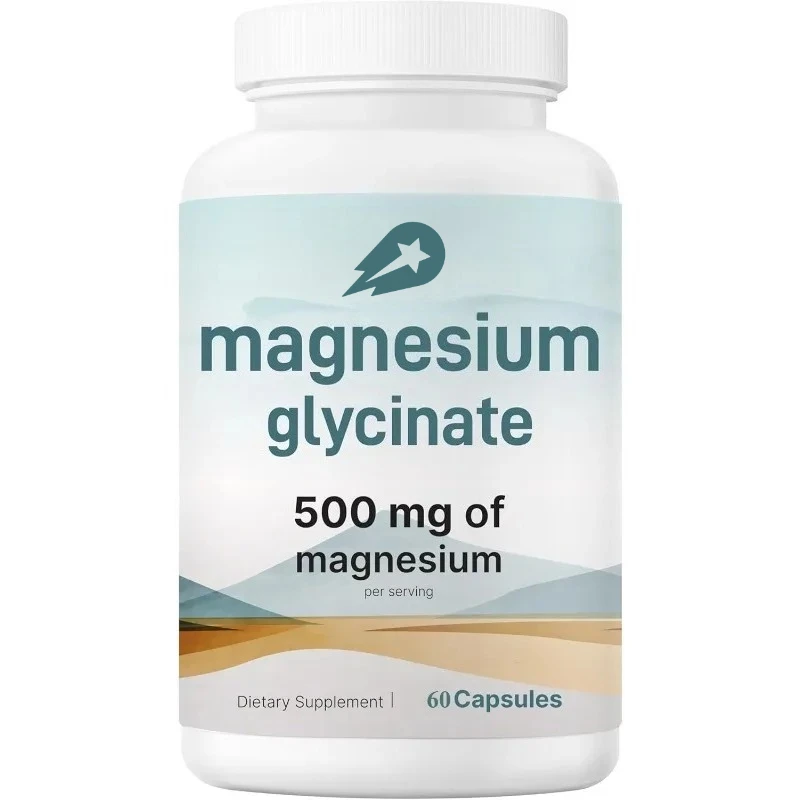 

Magnesium Glycine 500mg/portion -100% Chelate, High Absorption | Healthy Muscle and Bone Support 60 Vegetarian Capsules