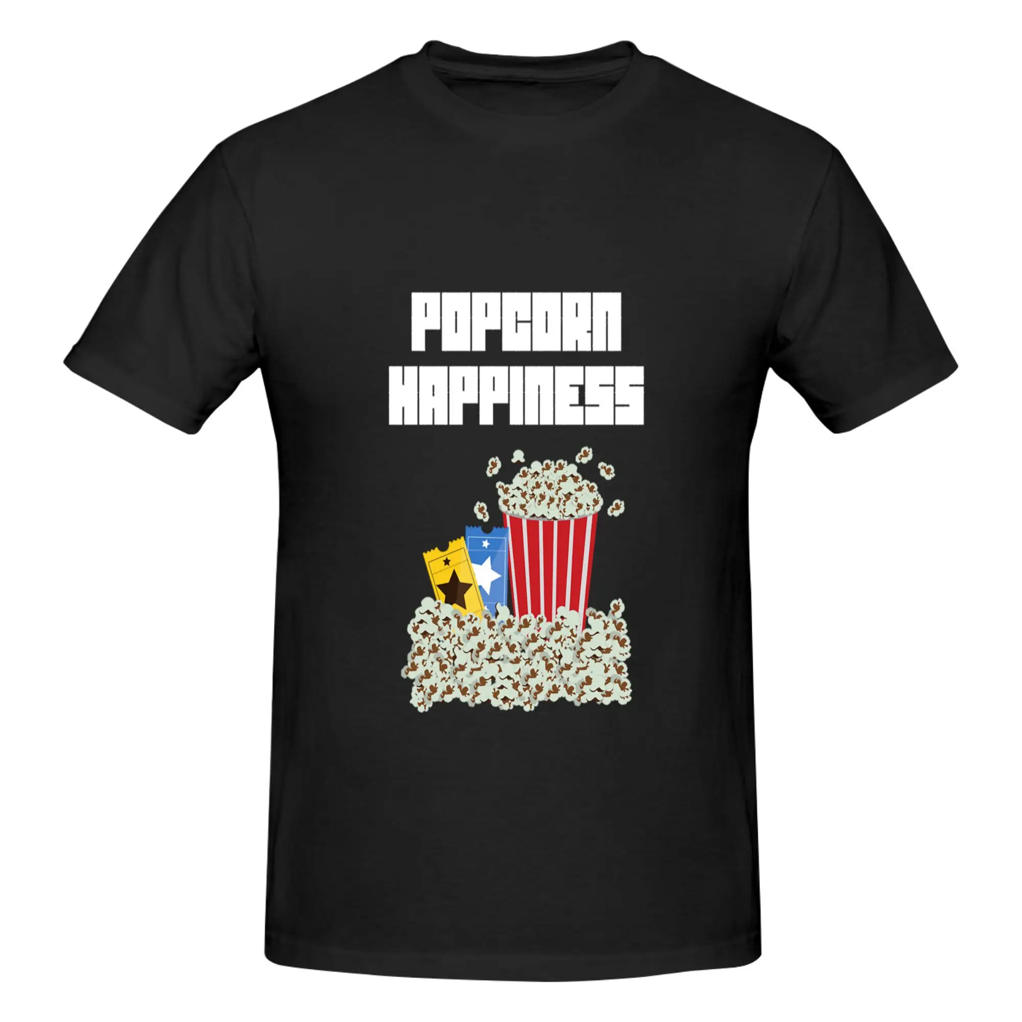 Funny THE POPCORN HAPPINESS  Men's Printed T-Shirt Unisex T shirtShirt
