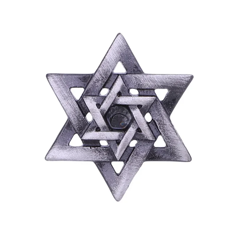 خمر نجمة داود اليهودية الإسرائيلية شارة بروش الرجال البدلة الملابس دبوس موضة الأعمال مجوهرات الحفلات عادية #5