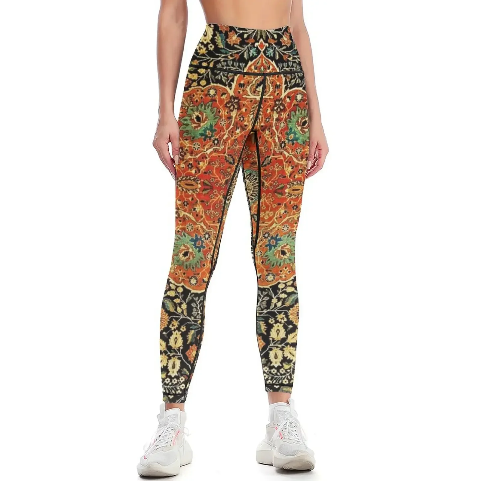 

Antique Persian Mohtashem Kashan Rug Print Leggings Tight fitting woman Women's gym Legging sport Womens Leggings