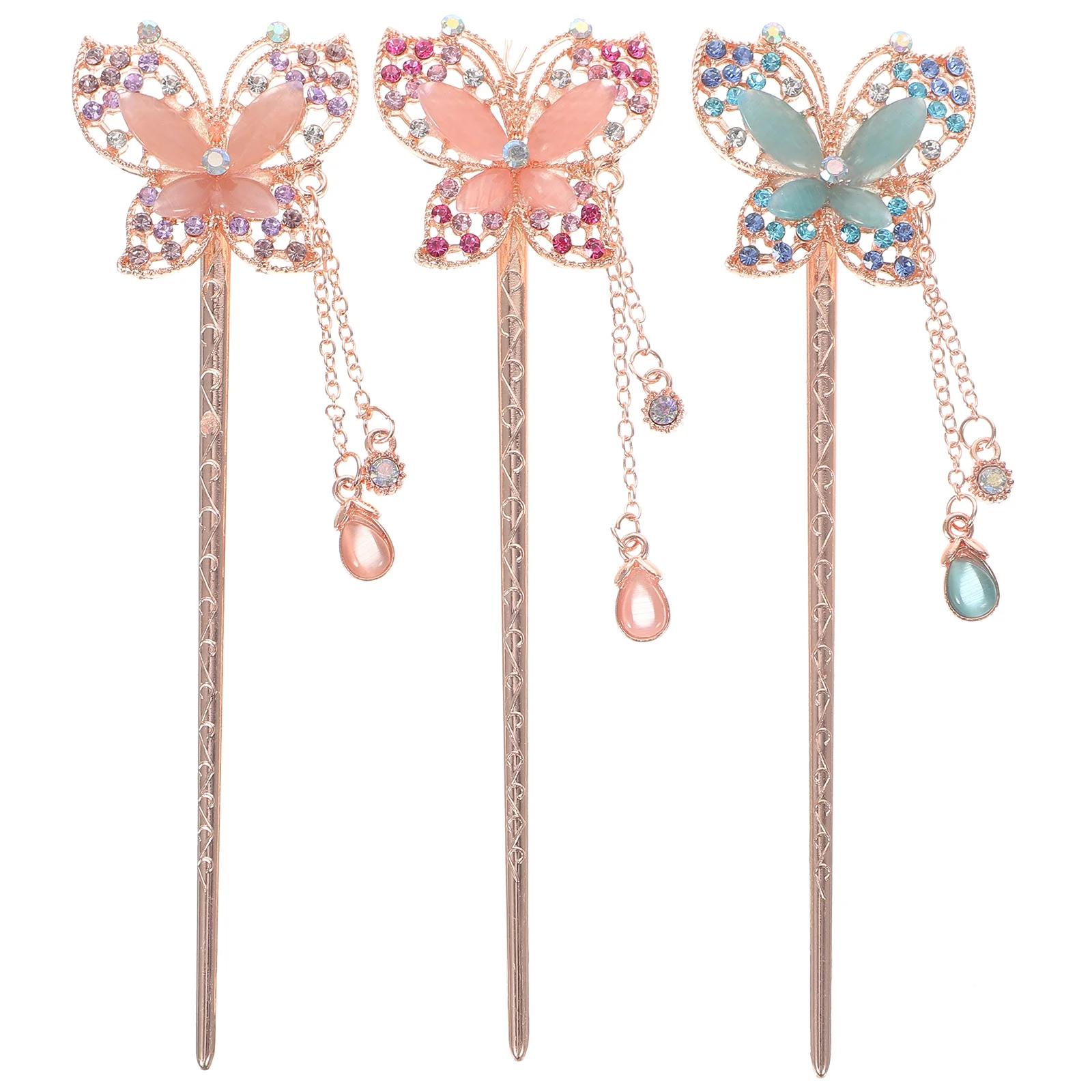 

Butterfly Hair Clips Hairpin Wedding Accessories Stick Tassel Alloy Chopsticks for Women