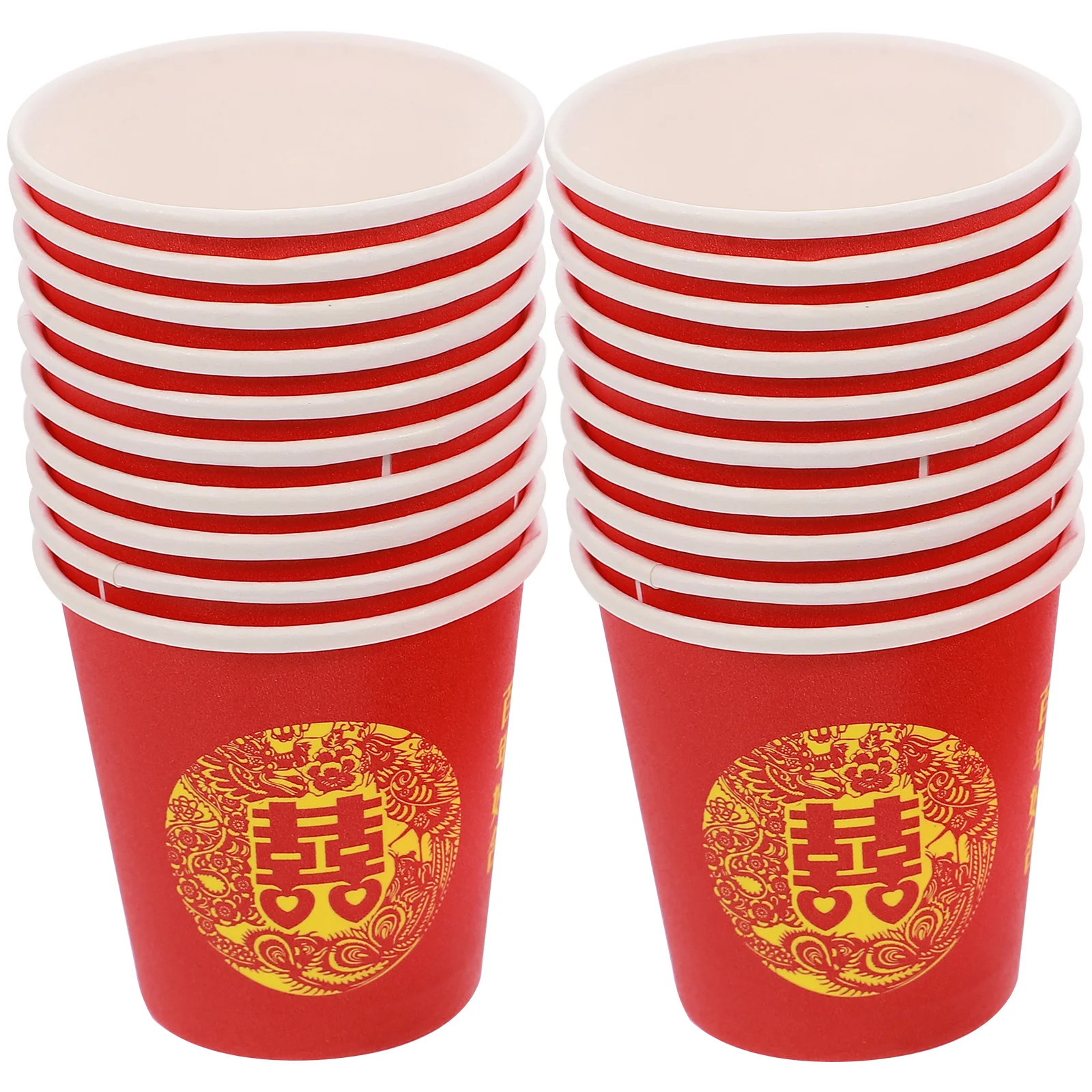 Chinese Wedding Paper Mug Red Double Happiness Glass Chinese-style Cup Banquet Serving Cups Know