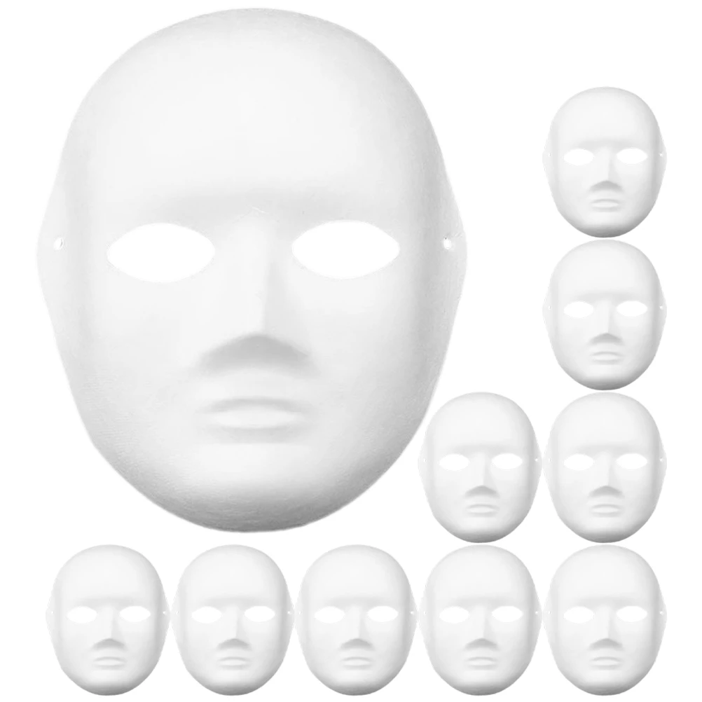 10pcs Blank Mask Paper Face Diy Unpainted Costumes Face Diy Unpainted Costume Paintable Face Unpainted Costume White Plain NEW