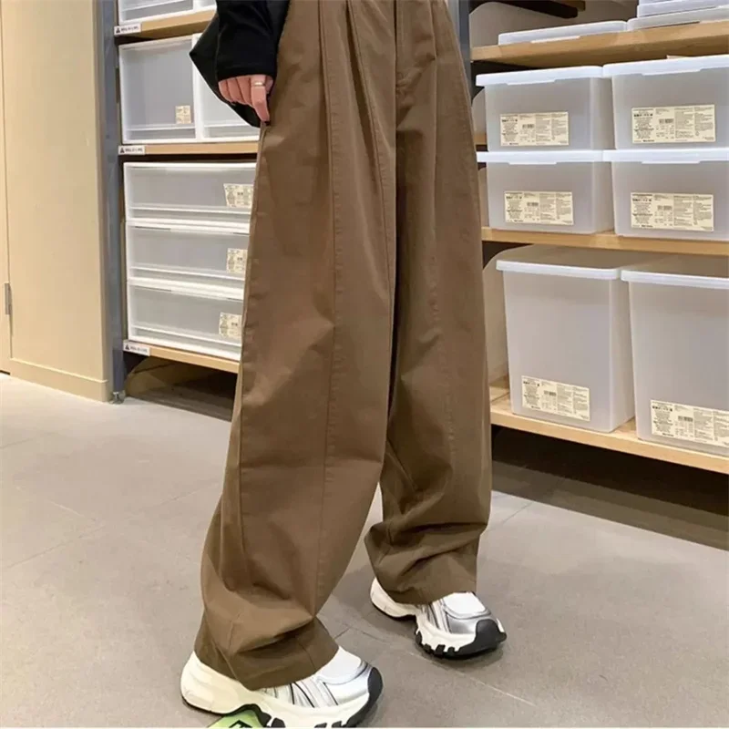 

GELITAYIN женские свободные весенне-летние новые тонкие повседневные брюки с высокой талией и широкими штанинами, корейский модный тренд, женский панк-прямой