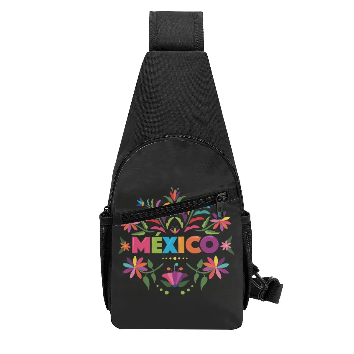 Colorful Mexican Traditional Pattern Chest Bag Men Sling Crossbody Backpack Chest Bag Travel Hiking Daypack Shoulder Bag