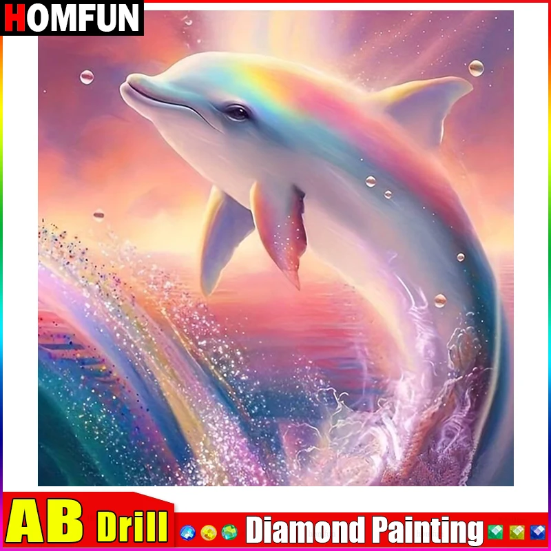 

HOMFUN AB полная алмазная вышивка "животное дельфин" алмазная живопись вышивка крестиком узоры горный хрусталь незавершенный домашний декор