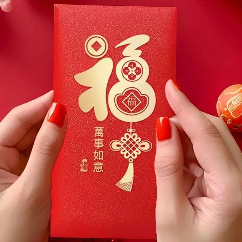 Chinese Red Envelopes 2025 Year Of The Snake Lucky Money Packing Bag Gold Stamping Hongbao Spring Festival Red Packet Decoration