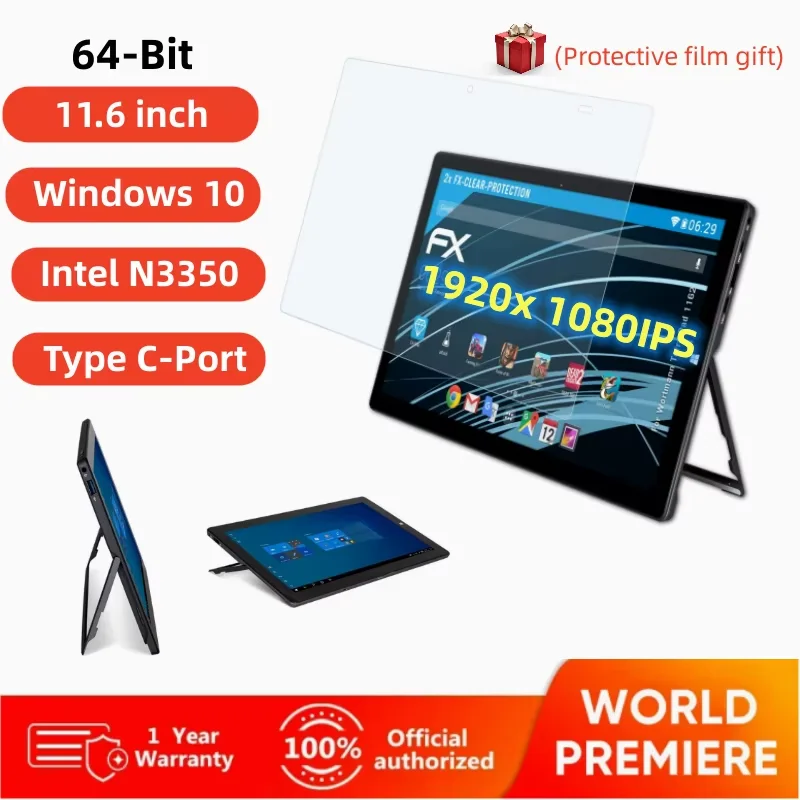 PAD1162 Tablette PC 11.6 "Winodws 10 Processeur Intel Celeron N3350 1920x1080 Pixel 4 Go DDR3-RAM 64 Go eMMC Dean 6000mAh 2 x USB 3.0