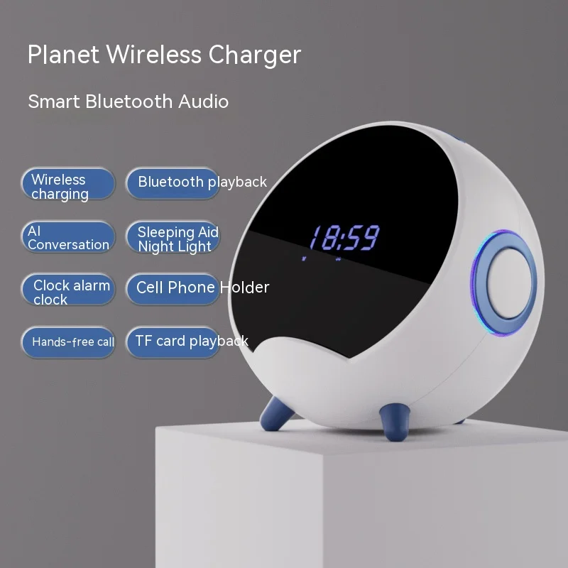 

Q8 New AI wireless charging smart speaker creative home desktop computer TFAI intelligent plug-in voice bluetooth speaker