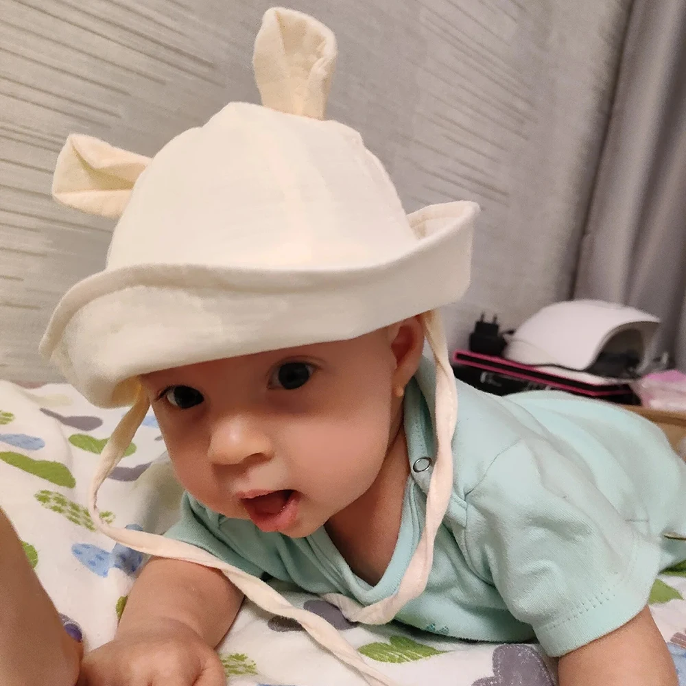 Hot Sell Soft Cotton Baby Bucket Hat Cute Ear Baby Girl Boys Hat Summer Autumn Kids Sun Panama Hat Outdoor Caps For 3-12 Months