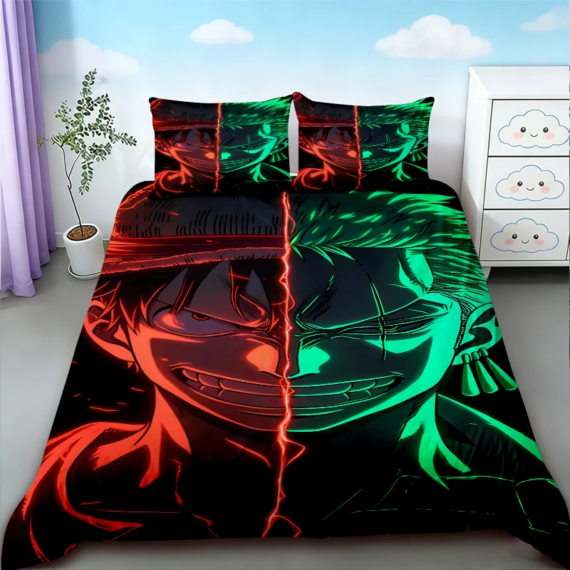Boys Teens Duvet Cover Set Luffy One Piece Cartoon Bedding Set Luffy Breathable Comforter Cover for Bedroom Decor view 4
