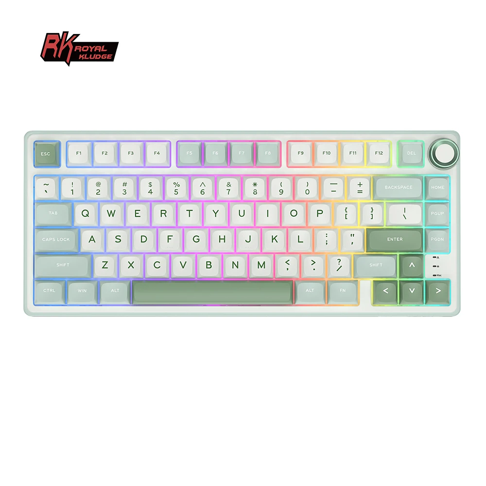 teclado para jogos com fio royal kludge rk r75 80 teclas 80 junta rgb retroiluminado teclado mecanico hot swappable com teclas mda pbt 01