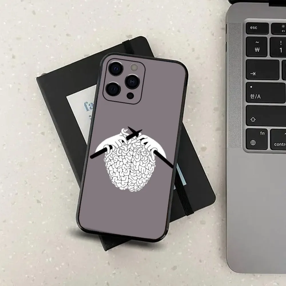 Anatomy Brain Art Phone Case For Apple iPhone 15,14,13,12,11,Pro,X,XS,Max,XR,Plus,Mini Soft Black Cover