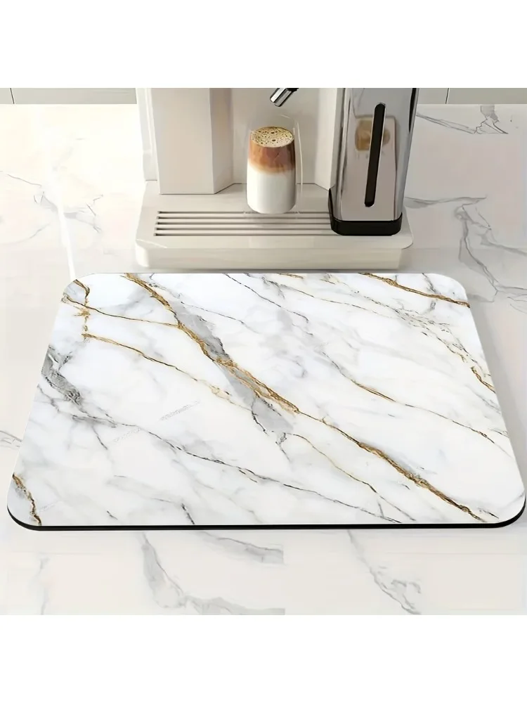 Marmeren print superabsorberende keukenmat droogmat snel drogende afvoermat serviesmat antislip servies koffie placemat - afbeelding 2