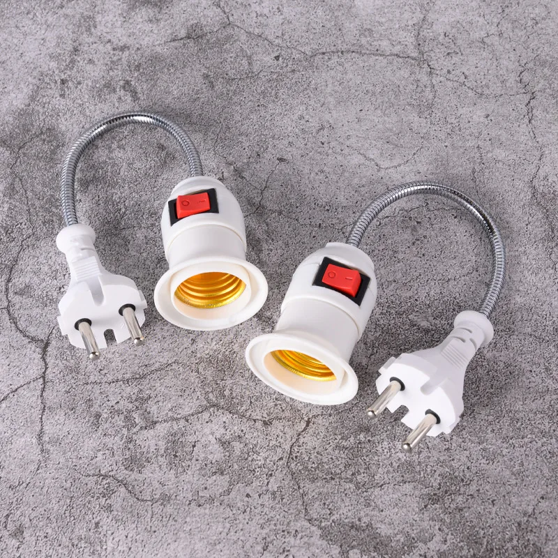 Lampe frontale pivotante à prise directe ue/US, bouche E27, grand support de lampe à vis, type tuyau universel avec interrupteur