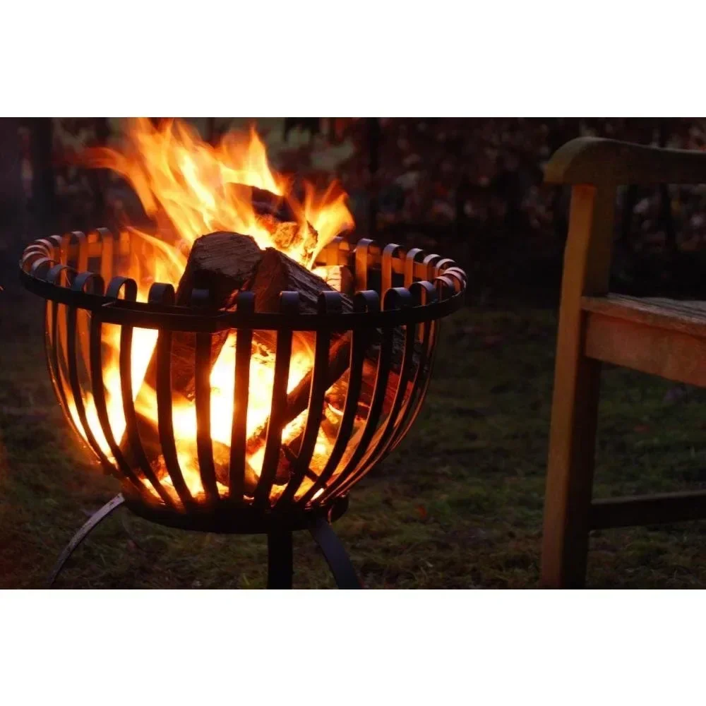 Fast Delivery White Tulip-Shaped Fire Basket by Esschert Design, FF102 Model