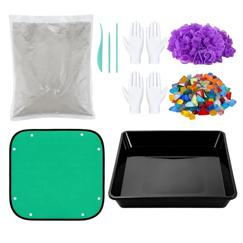 DIY Garden Stone Making Set with Square Plastic Forming Tray for Creating Outdoor Decoration During Family and KXRE