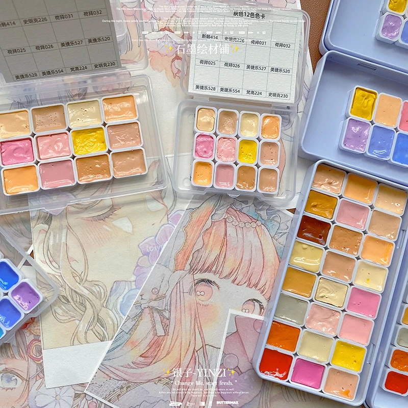 Imagem -03 - Handmade Brand Watercolor Skin Tones para Iniciantes Suprimentos de Pintura com Cartão hb Schmincke ds Mijello 12 Cores 24 Cores