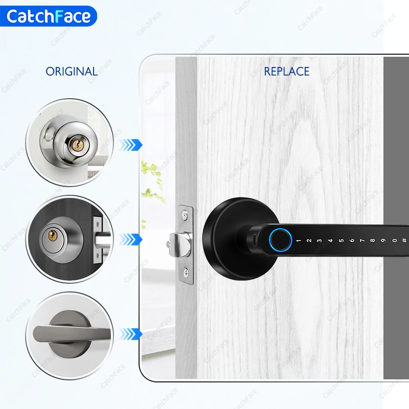 Fingerprint Handle Lock Card Code lock with Keys TUYA APP Digital Smart door lock Electronic Biometric