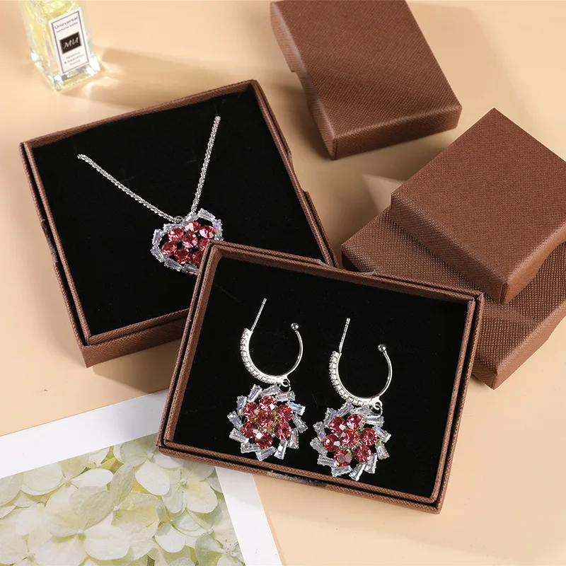 5pcs/lot jewelry gift box Ring Necklace package carton square  With sponge lined pink white blue red gray Jewelry storage box