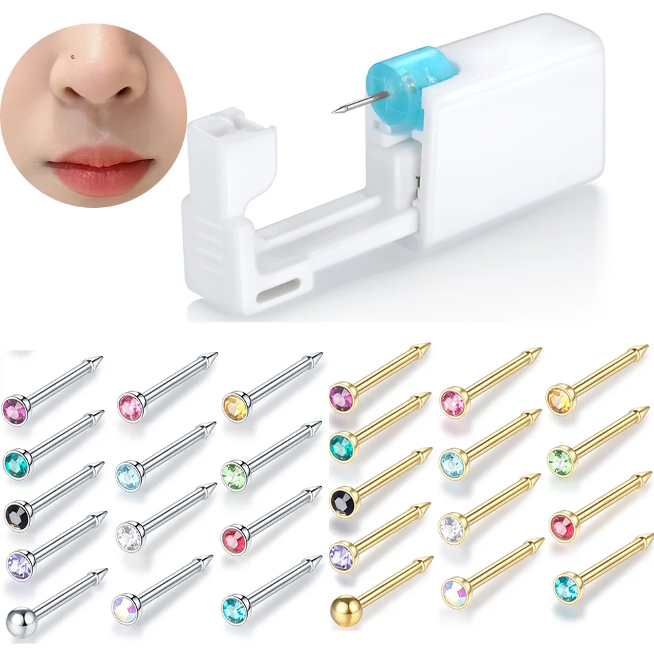 1PC Nose Stud Piercing Gun Disposable Safe Sterile Piercing Unit Nose Piercing Tool Machine Earring Stud Body Jewelry