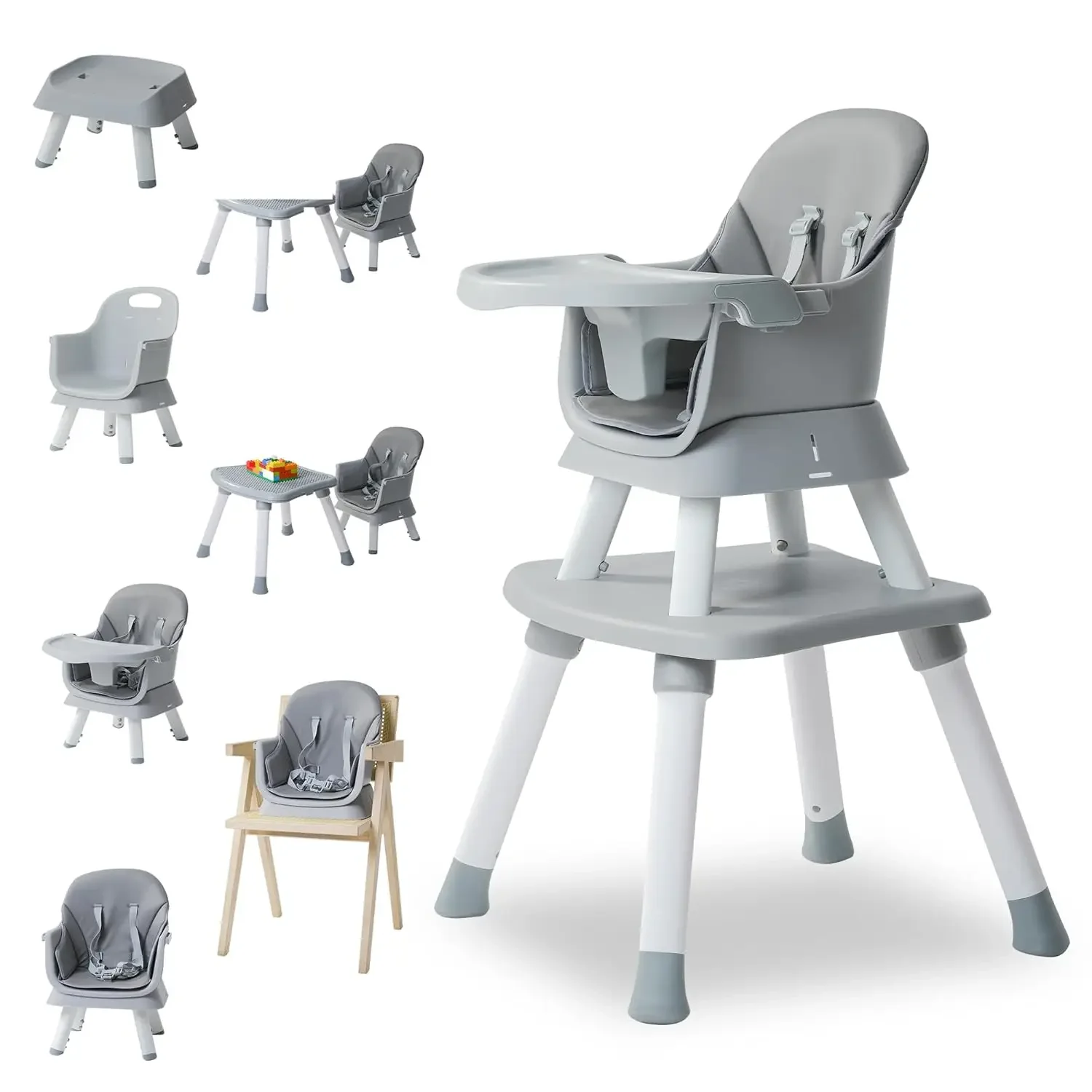 8 in 1 Highchairs for Babies and Toddlers,Baby High Chair Convertible High Chair for Baby,Kids Learning Table,Building