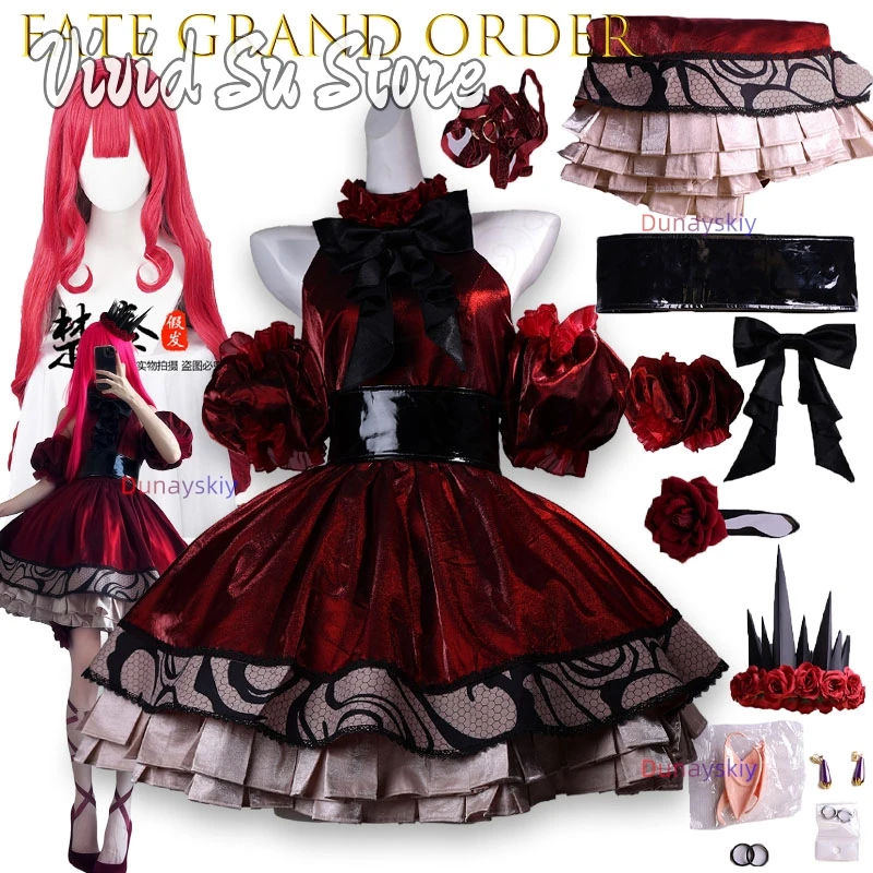 

Костюм для косплея Baobhan Sith Fairy Knight Tristan FGO, Fate/Grand Order, на Хэллоуин, для девочек, красное платье в стиле Лолита с короной, для зимнего фестиваля