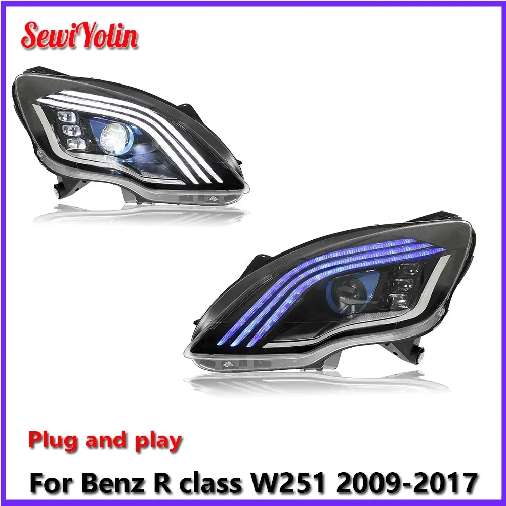 

Car LED Headlight Light Assemblies For Benz R class W251 2009-2017 Auto Fog DRL Brake Turn Signal Lamp Plug and Play