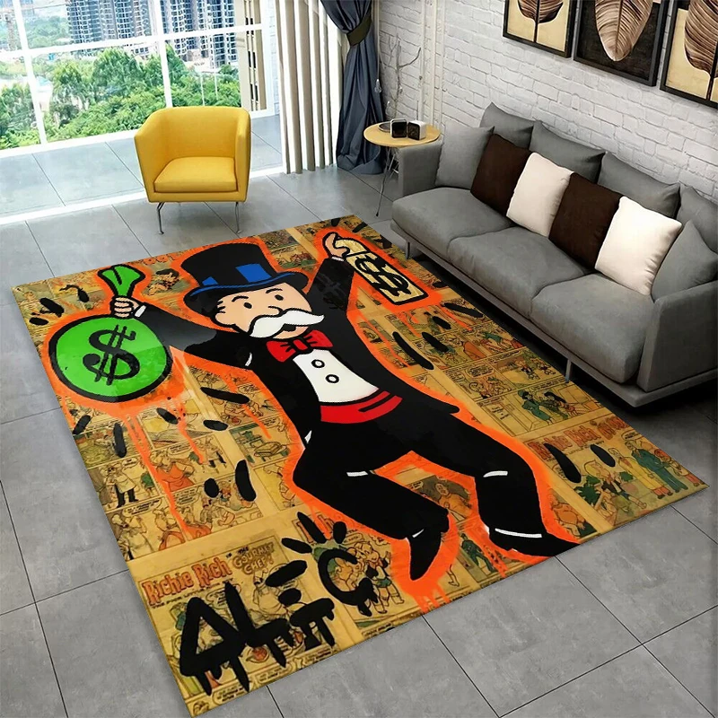 

Ковер-пазл «Монополия: Богатые доллары» для спальни, гостиной, игровой комнаты, придверный коврик, домашний декор, нескользящий коврик для детской игровой зоны