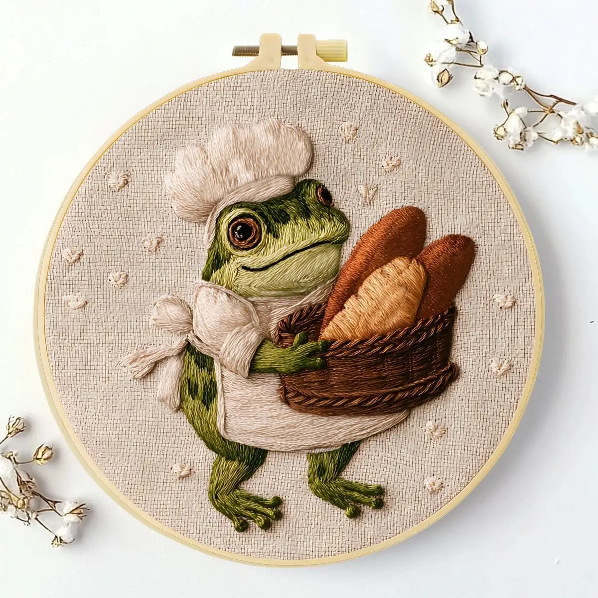 1 Stück 20X20CM/15X15CM 7,87/6,3 Zoll Frosch-Stickerei-Starter-Kit DIY-Kit DIY-Stickerei-Set Handarbeiten Heimdekoration Malerei – Detail 4