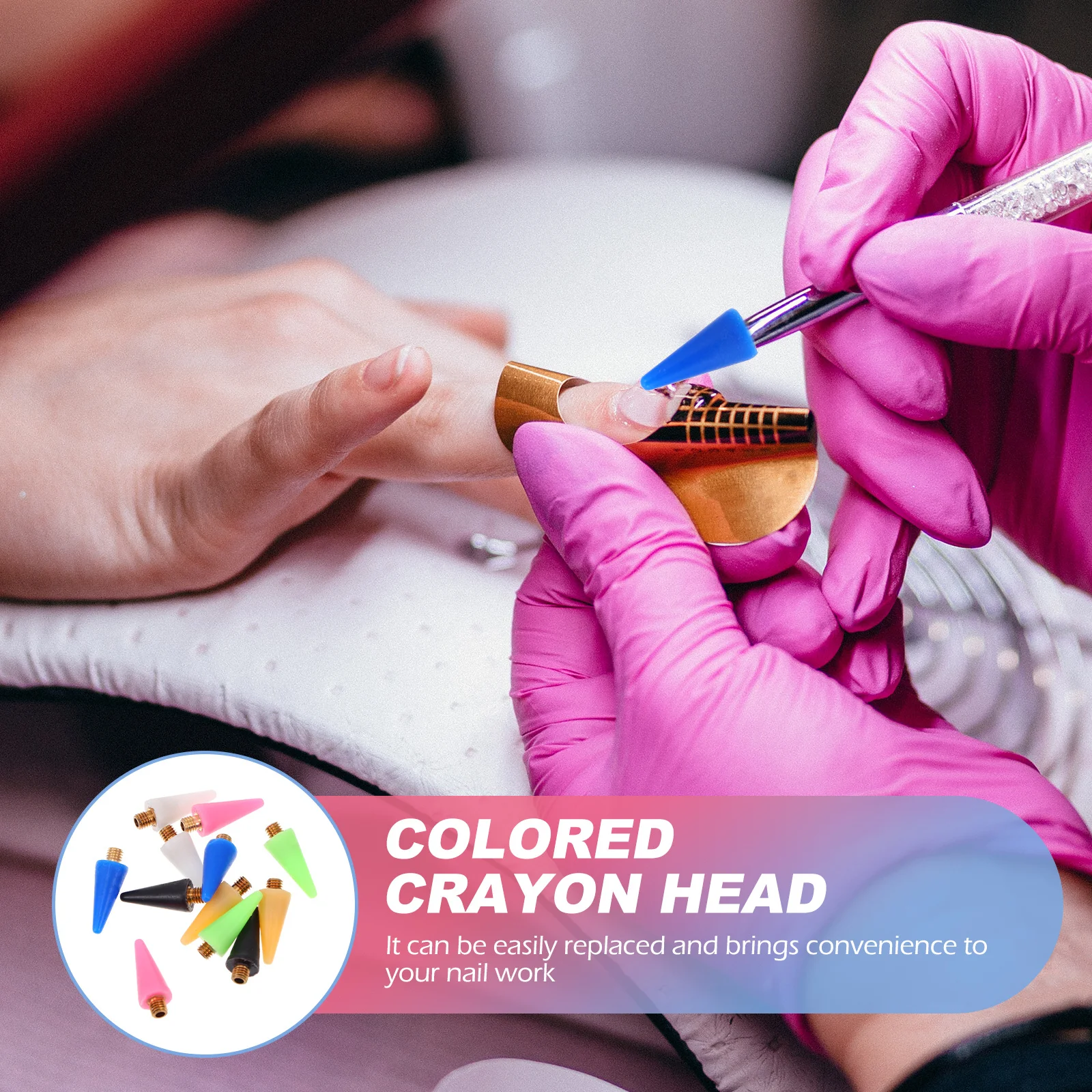 

12 шт., восковые головки с наконечником ручки для дизайна ногтей, сборщик страз, сменные инструменты для ногтей, гладкая отделка для креативного маникюра