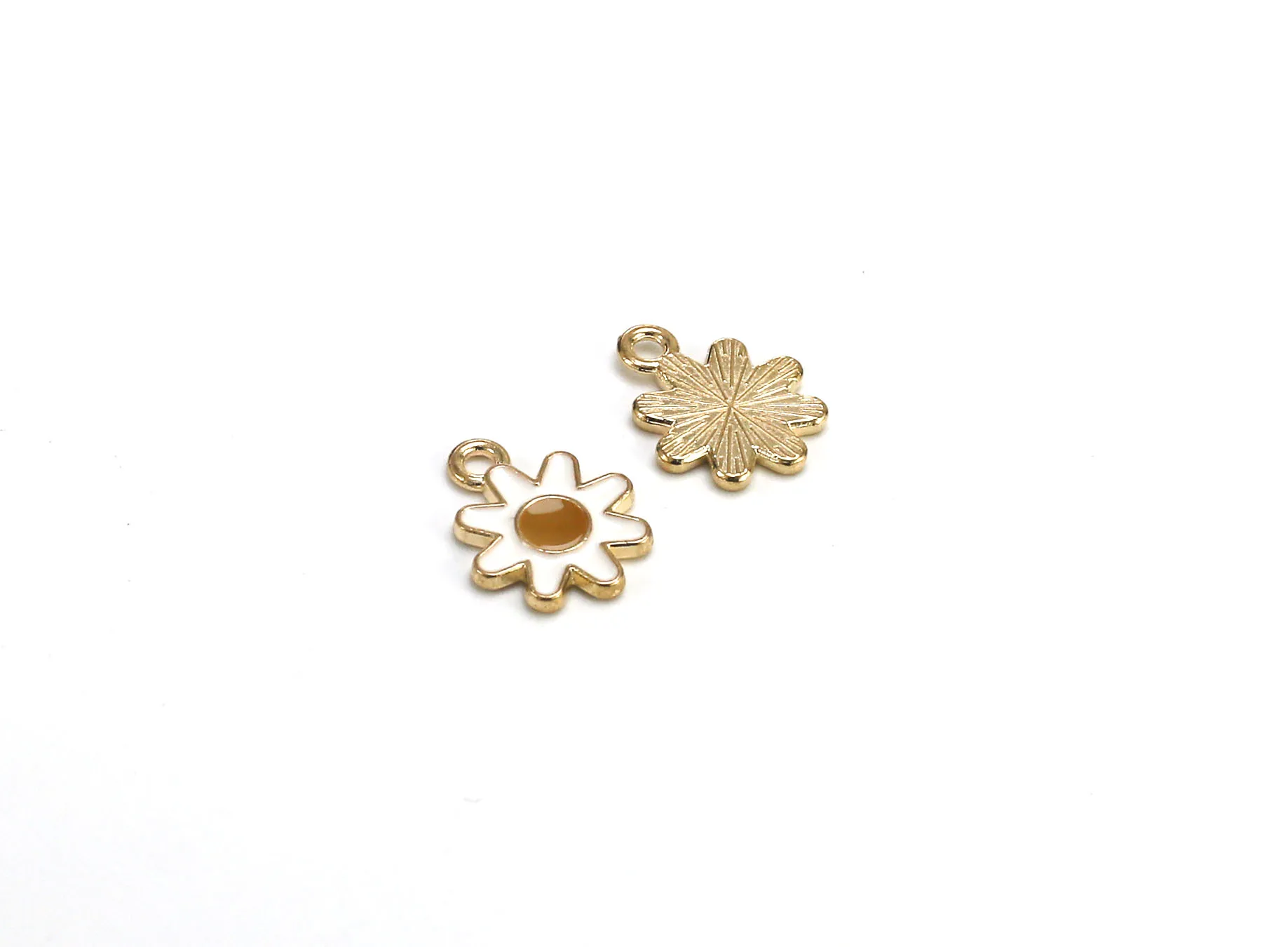 Dijes de pendientes de esmalte de flor pequeña, 6 piezas, tono dorado, colgante de collar, 15,8x12,8mm, fabricación de joyas DY09