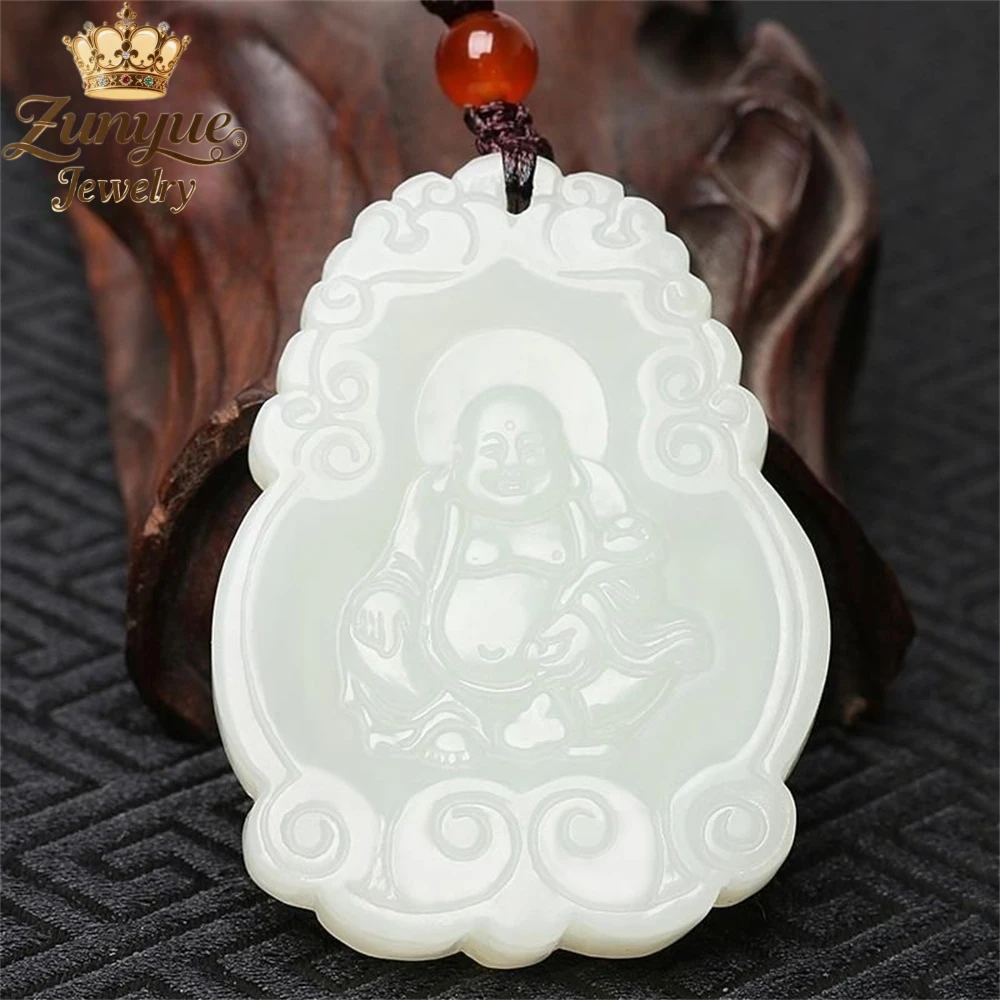 

High-End Natural White Jade Maitreya Buddha Pendant Luxury Quality Jewelry Fashion Jewelry Exquisite Charms Elegant Popular Gift