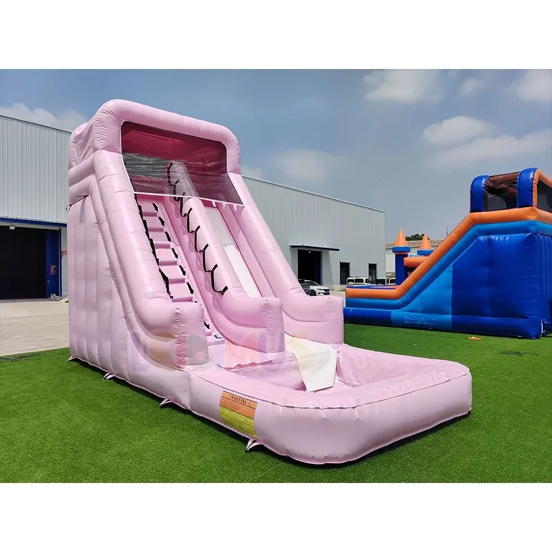 Pastel Pink Inflatable Water Slide With Splash Pool Large Commercial Inflatable Waterslide for Outdoor Backyard Water Play