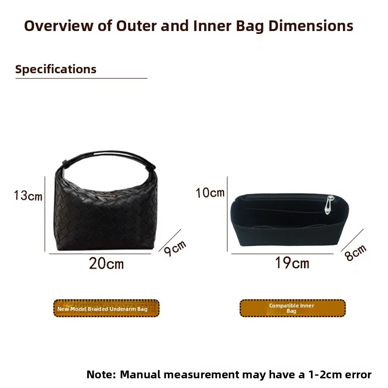 

Lunchbox Inner Bag Rectangular Pure Color Felt Storage Organizer for Wallace Underarm Bag High Quali Inner Pouch