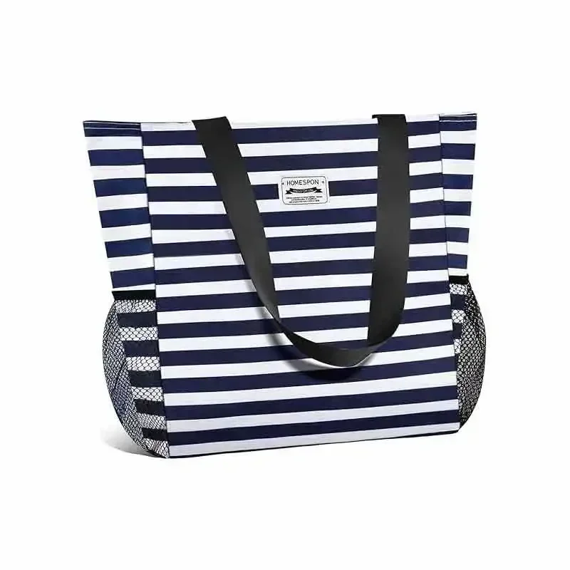 COB-01 Large Waterproof Beach Bag for Women Sandproof Tote Bag with Zipper