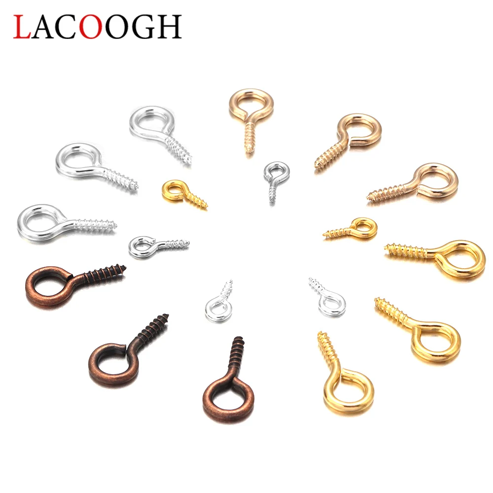 Small Tiny Mini Eye Pins Eyepins Hooks Eyelets Screw 200Pcs/Lot Threaded Gold Clasps Hooks Jewelry Findings For Making DIY