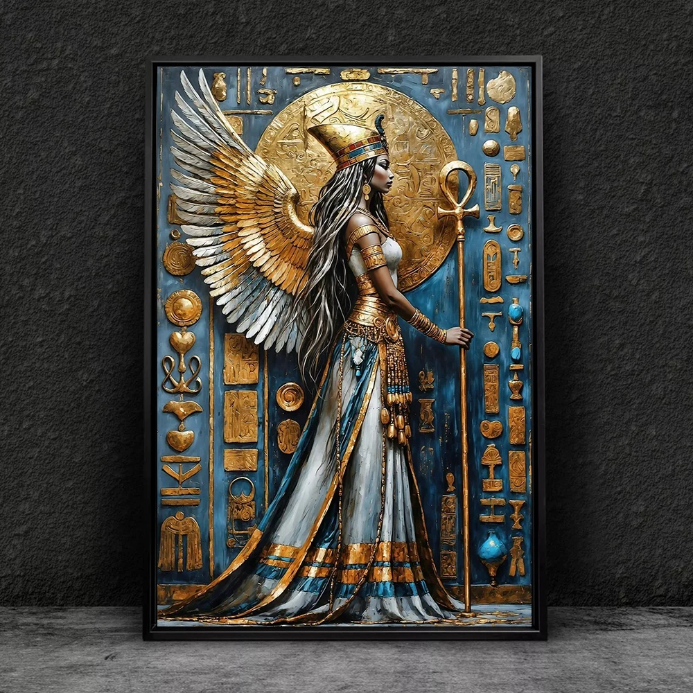 Egyptian Pharaoh Goddess Cleopatra Gold Luxury Vintage Classic Poster Wall Art Canvas Painting Living Room Home Decor Wall Mural